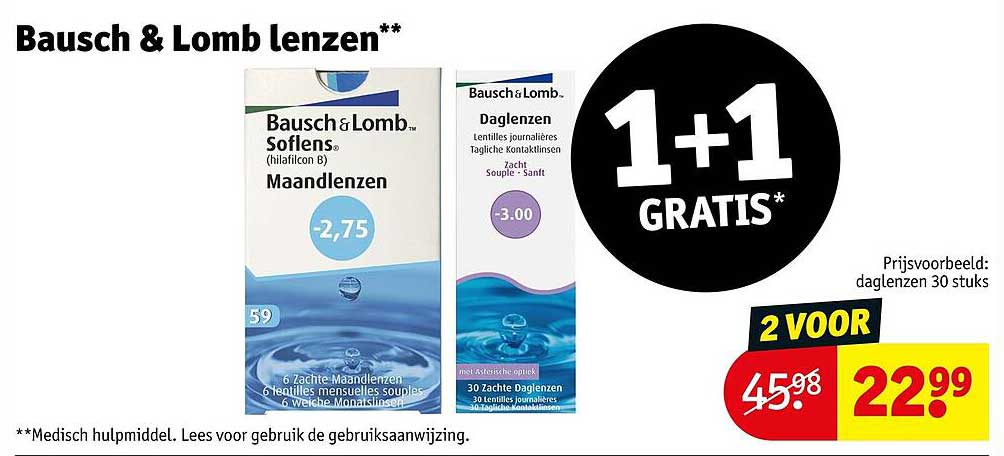Bausch & Lomb lenzen** 1+1 GRATIS*