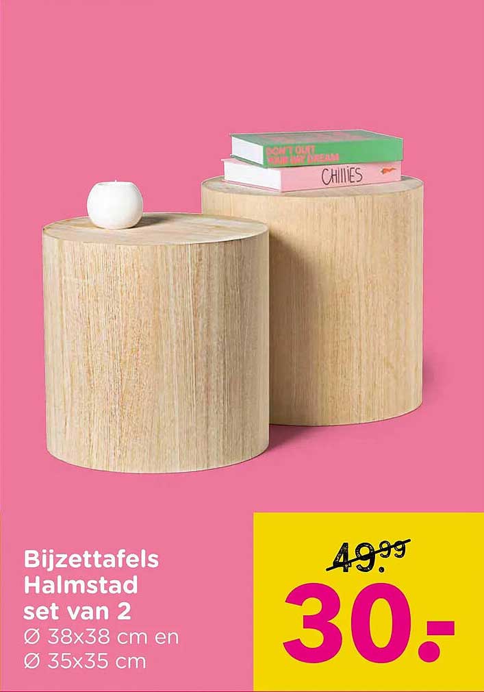 Bijzettafels Halmstad set van 2 Ø 38x38 cm en Ø 35x35 cm