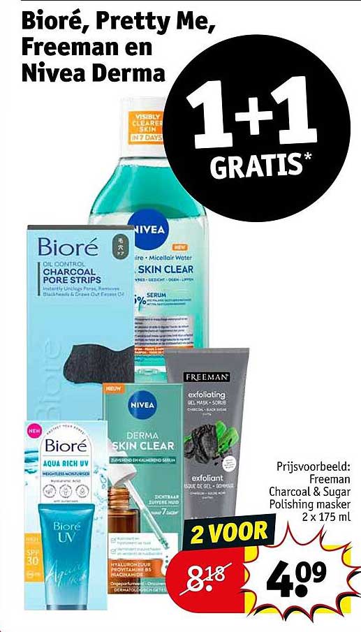 Bioré, Pretty Me, Freeman en Nivea Derma 1+1 GRATIS*