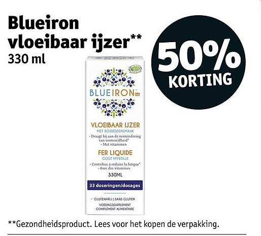 Blueiron vloeibaar ijzer** 330 ml 50% KORTING