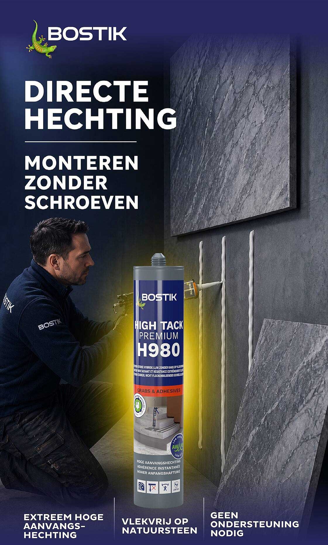 BOSTIK DIRECTE HECHTING MONTEREN ZONDER SCHROEVEN