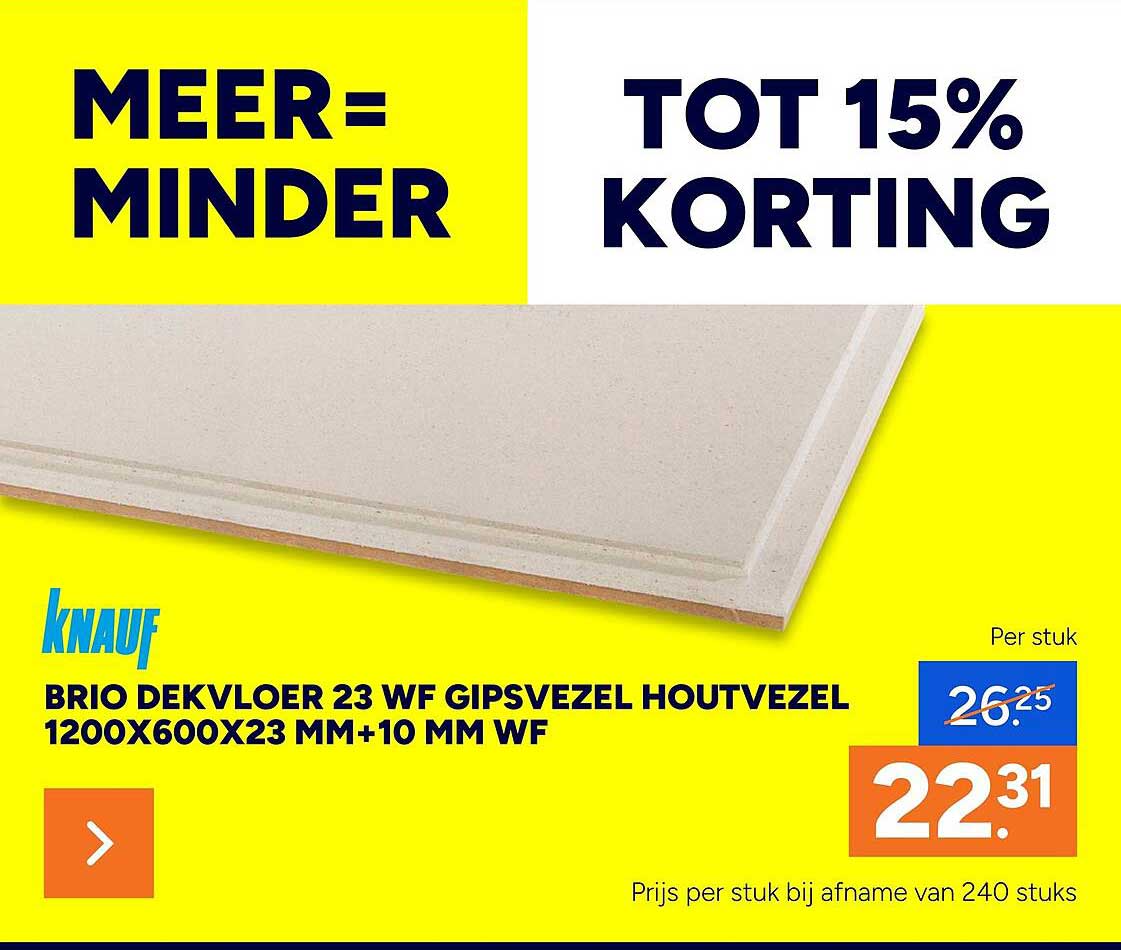 BRIO DEKVLOER 23 WF GIPSVEZEL HOUTVEZEL 1200X600X23 MM+10 MM WF