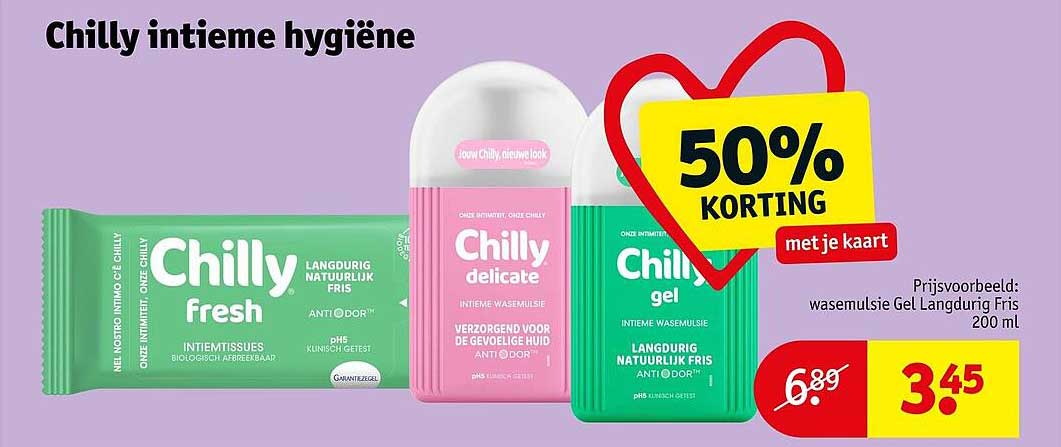 Chilly intieme hygiëne 50% korting met je kaart