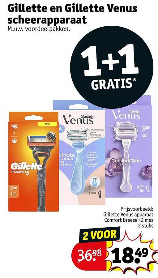 Gillette en Gillette Venus scheerapparaat 1+1 GRATIS