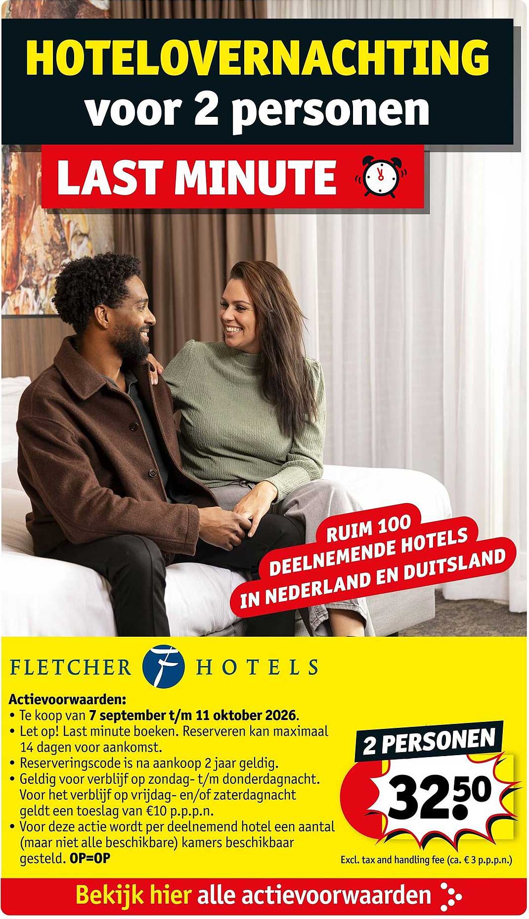 Hotelovernachting voor 2 personen LAST MINUTE
