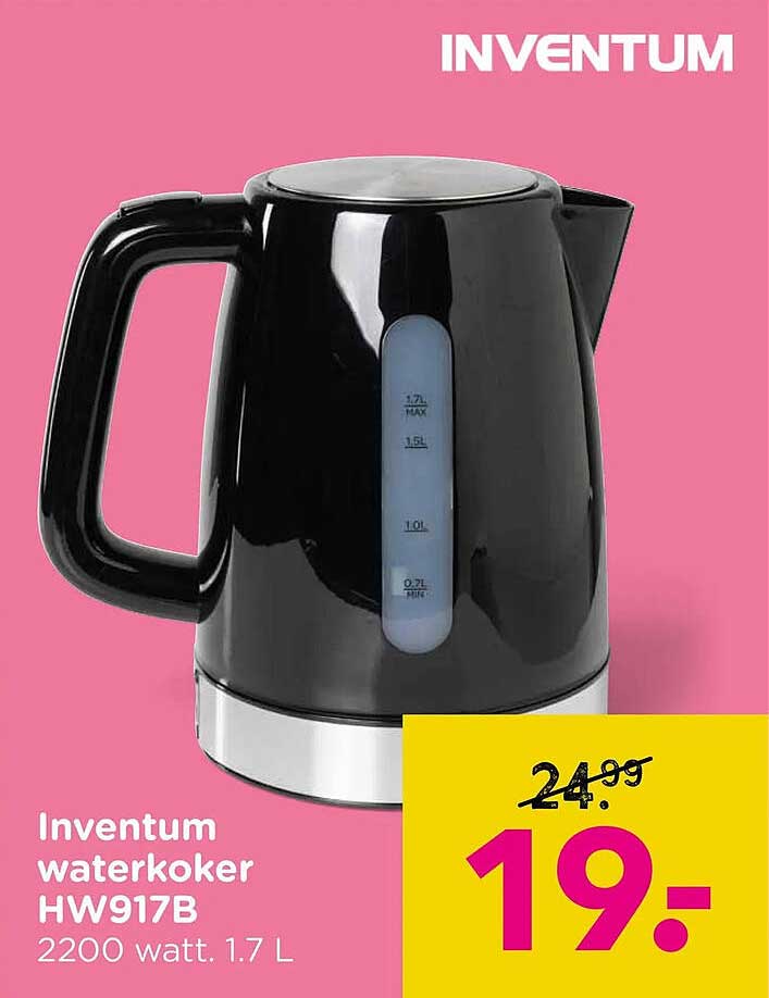 Inventum waterkoker HW917B 2200 watt. 1.7 L