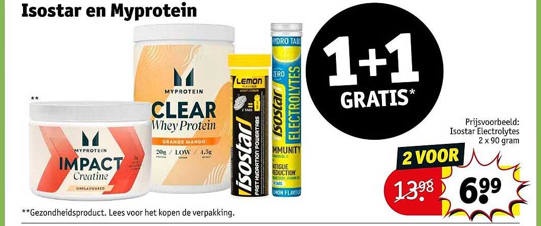 Isostar en Myprotein 1+1 GRATIS*