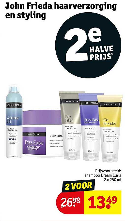 John Frieda haarverzorging en styling 2e halve prijs