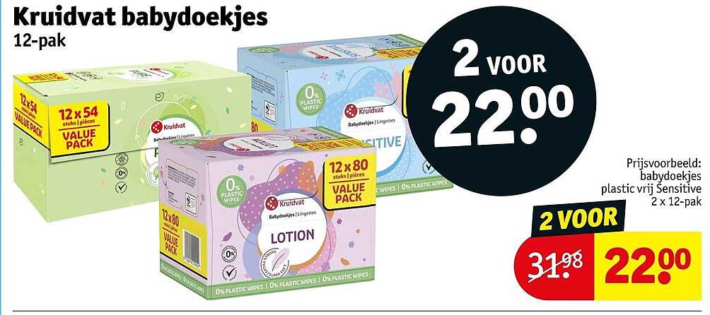 Kruidvat babydoekjes 12-pak 2 voor 22.00