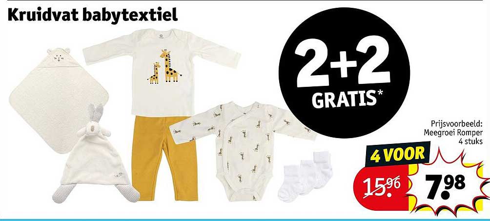 Kruidvat babytextiel 2+2 gratis