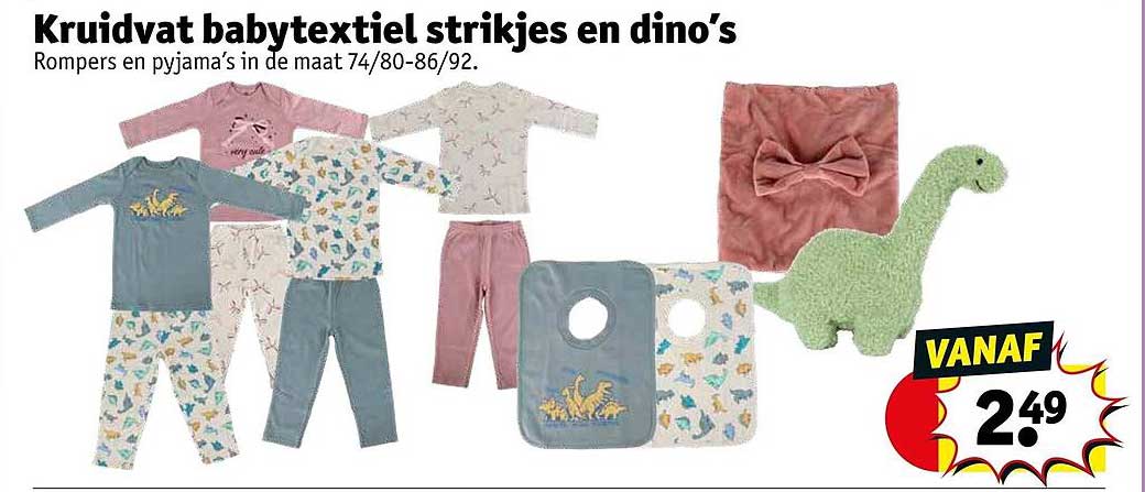 Kruidvat babytextiel strikjes en dino's