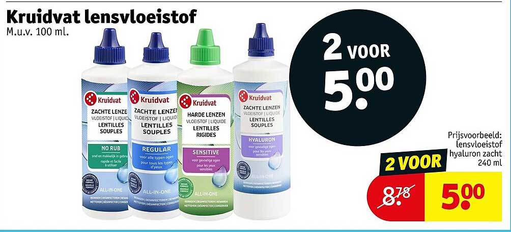 Kruidvat lensvloeistof M.u.v. 100 ml. 2 voor 5.00