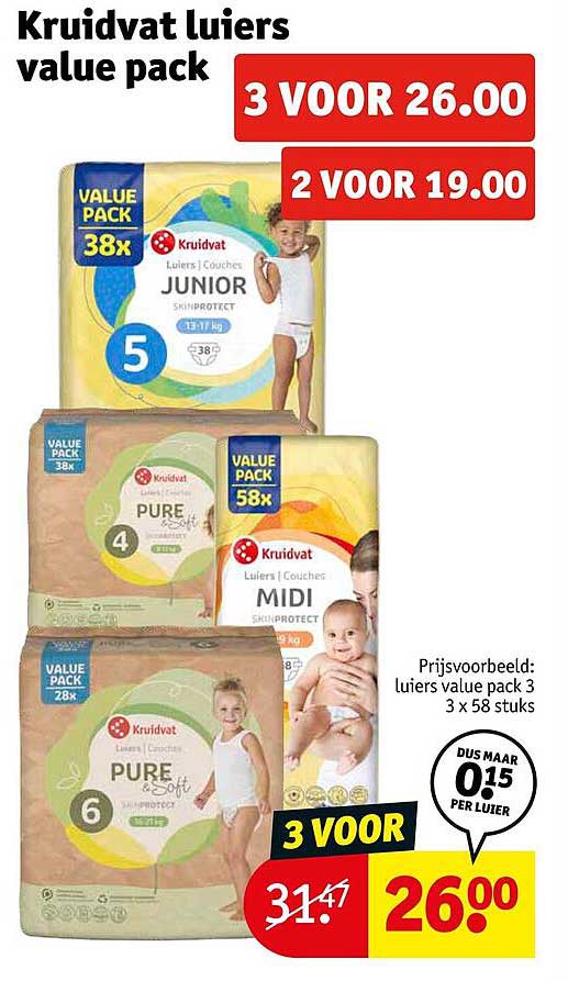 Kruidvat luiers value pack 3 VOOR 26.00