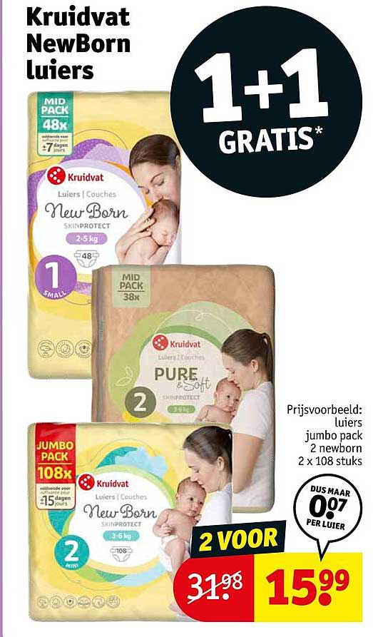 Kruidvat NewBorn luiers 1+1 GRATIS*
