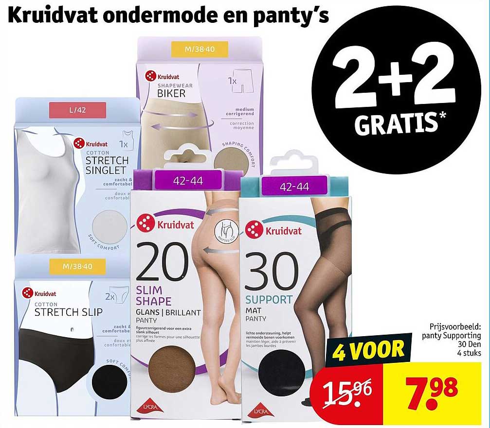 Kruidvat ondermode en panty’s 2+2 gratis