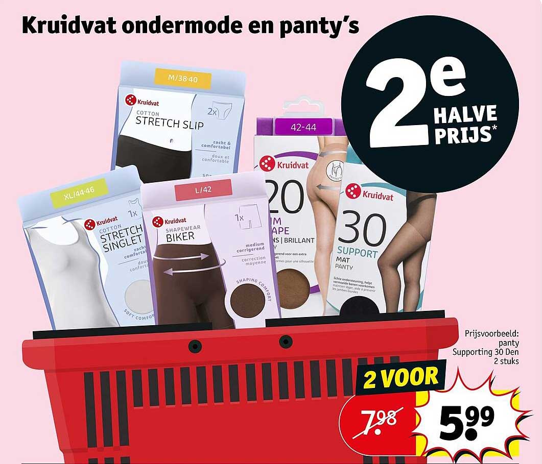 Kruidvat ondermode en panty’s 2e halve prijs