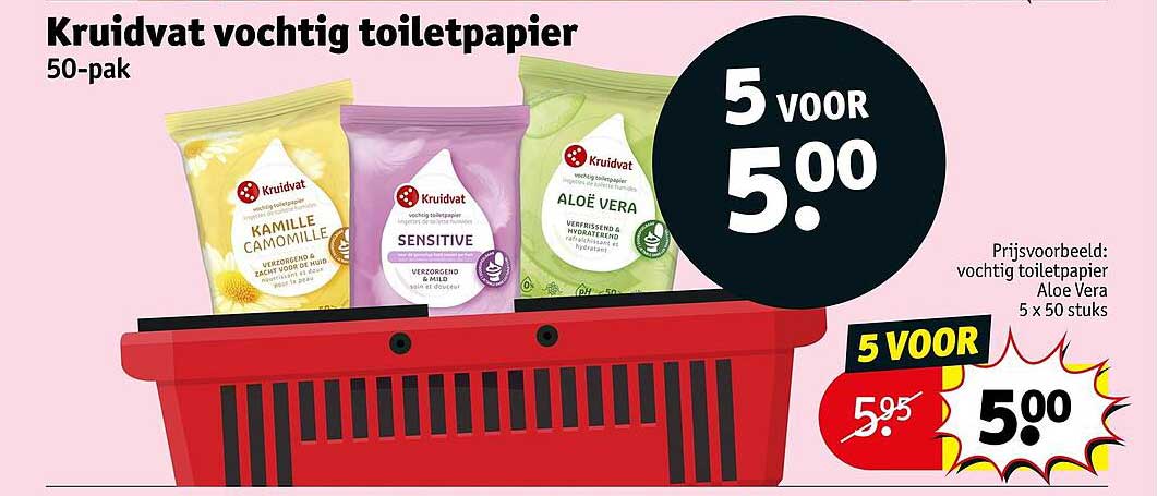 Kruidvat vochtig toiletpapier 50-pak