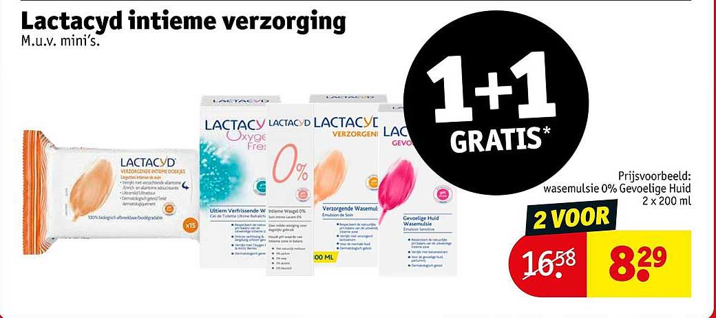 Lactacyd intieme verzorging M.u.v. mini’s. 1+1 GRATIS*