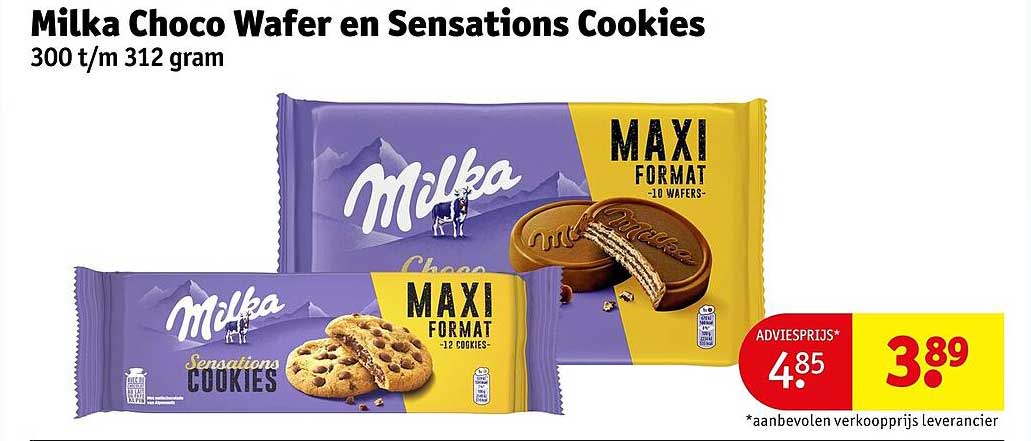 Milka Choco Wafer en Sensations Cookies 300 t/m 312 gram