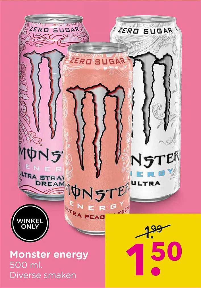 Monster energy 500 ml. Diverse smaken