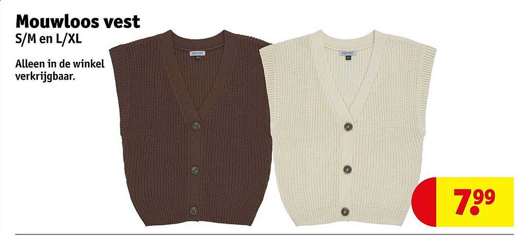 Mouwloos vest S/M en L/XL
