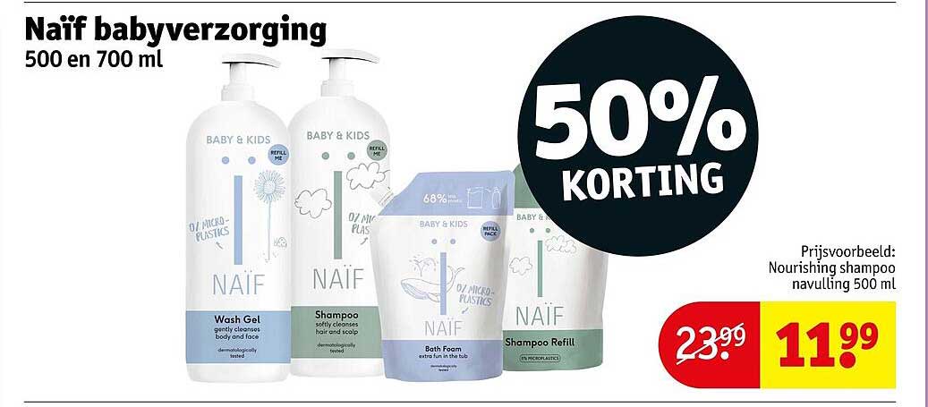 Naïf babyverzorging 500 en 700 ml 50% KORTING