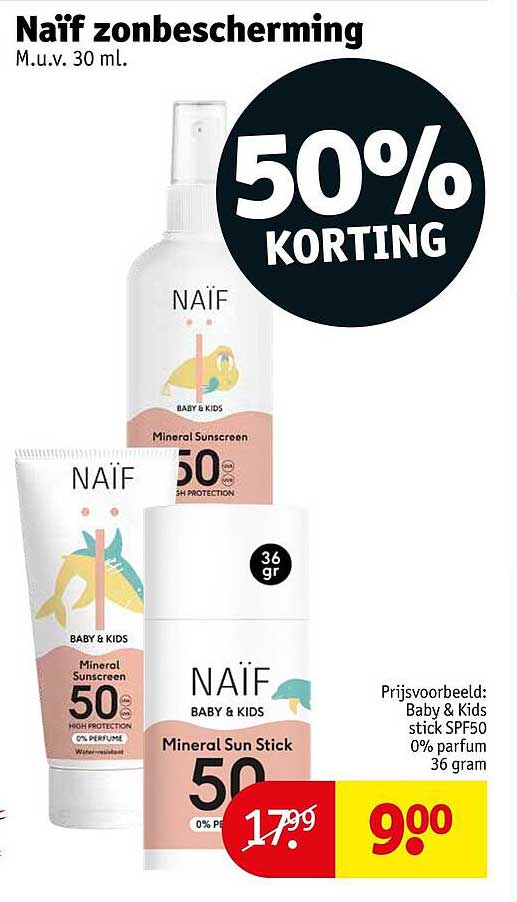 Naif zonbescherming 50% korting