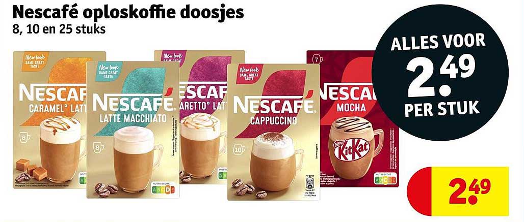 Nescafé oploskoffie doosjes 8, 10 en 25 stuks