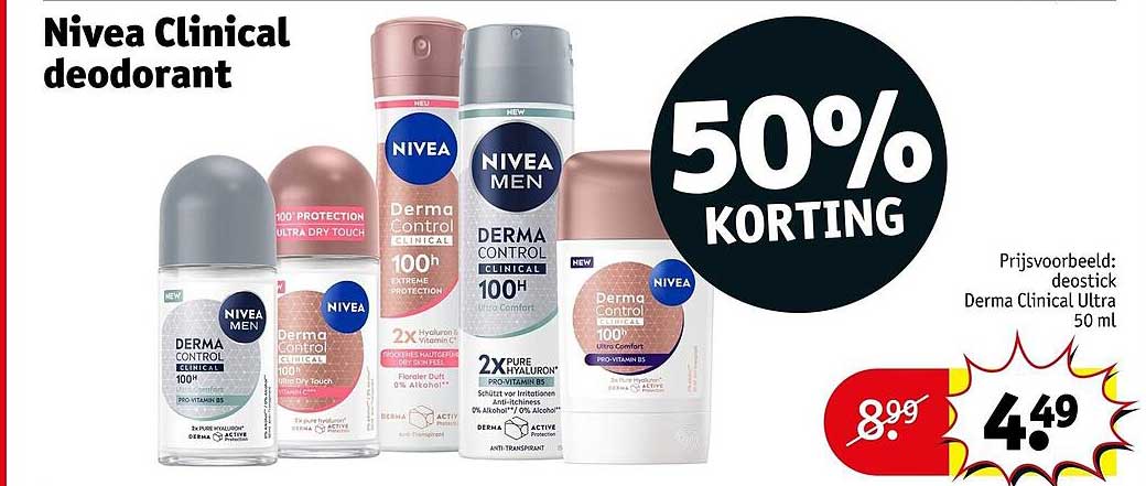 Nivea Clinical deodorant 50% KORTING