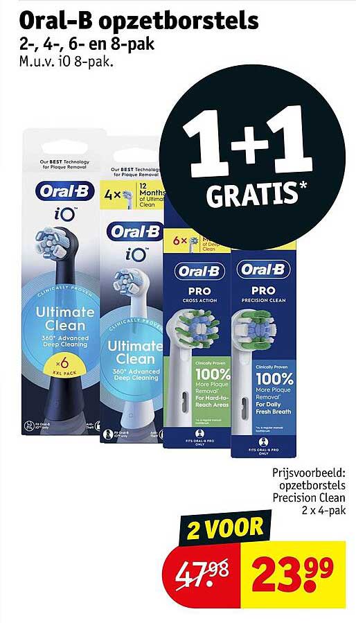 Oral-B opzetborstels 2-, 4-, 6- en 8-pak 1+1 gratis
