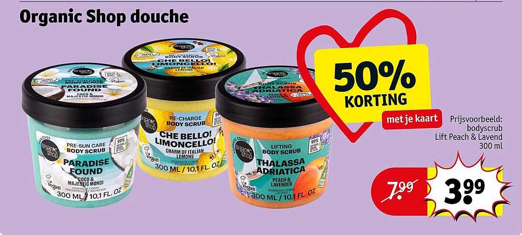 Organic Shop douche 50% KORTING met je kaart