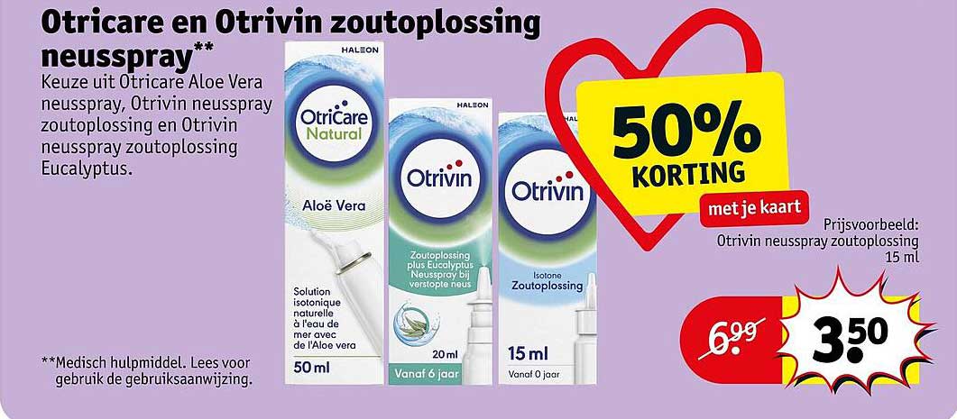 Otricare en Otrivin zoutoplossing neusspray 50% KORTING met je kaart