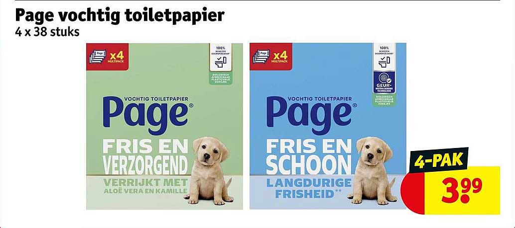 Page vochtig toiletpapier 4 x 38 stuks