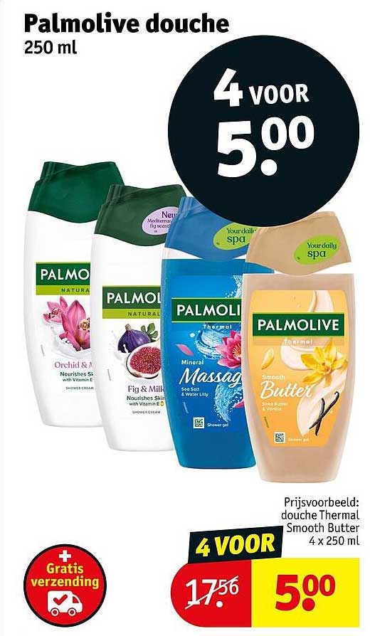 Palmolive douche 250 ml 4 VOOR 5.00