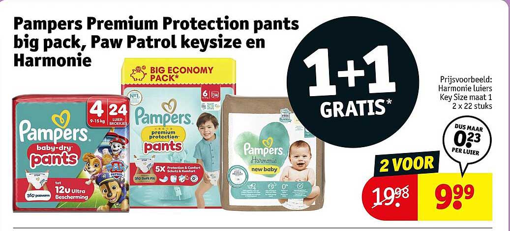 Pampers Premium Protection pants big pack, Paw Patrol kevisze en Harmonie 1+1 GRATIS*