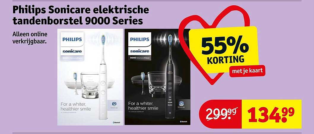 Philips Sonicare elektrische tandenborstel 9000 Series 55% KORTING met je kaart