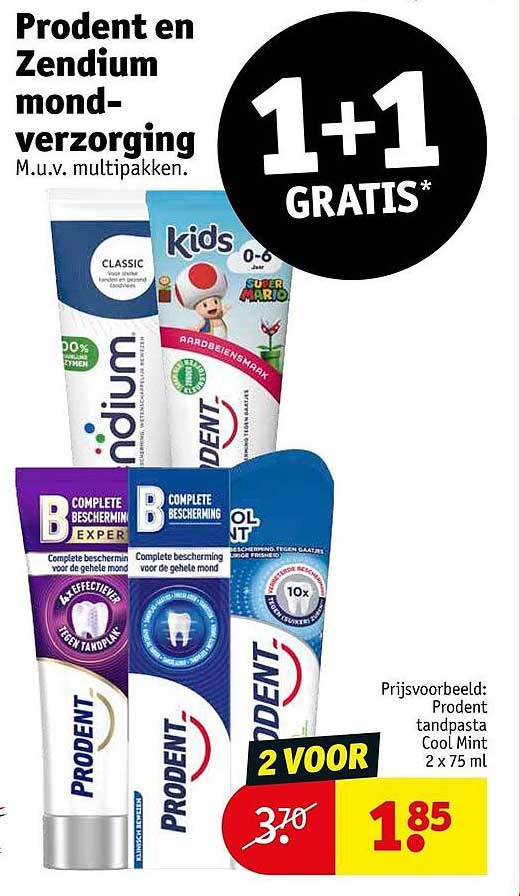 Prodent en Zendium mondverzorging 1+1 GRATIS*