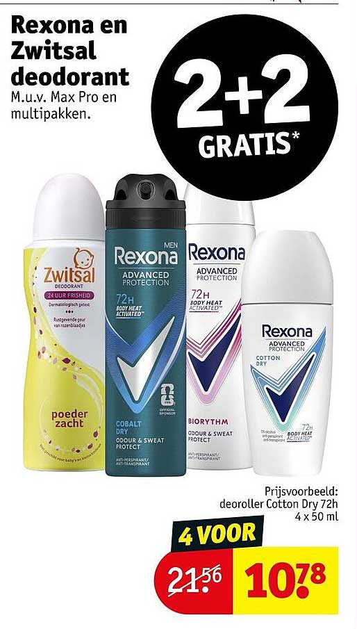 Rexona en Zwitsal deodorant 2+2 GRATIS*