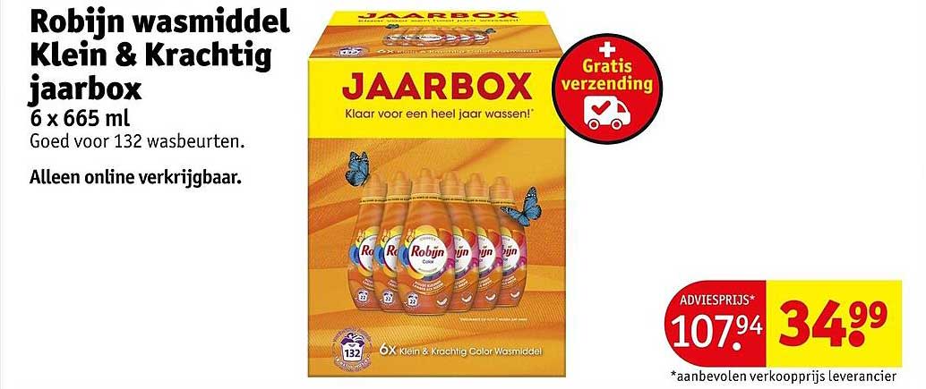 Robijn wasmiddel Klein & Krachtig jaarbox 6 x 665 ml