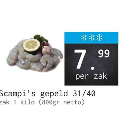 Scampi’s gepeld 31/40