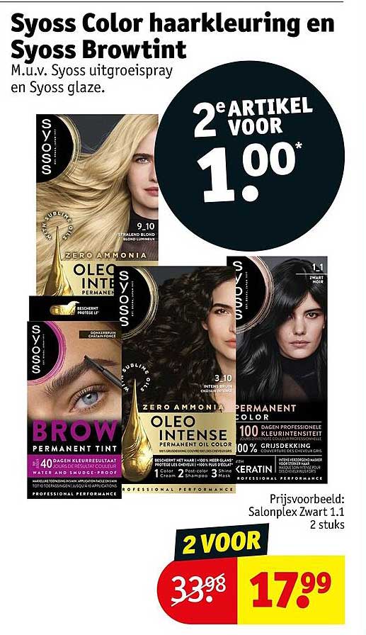 Syoss Color haarkleuring en Syoss Browtint 2e artikel voor 1.00