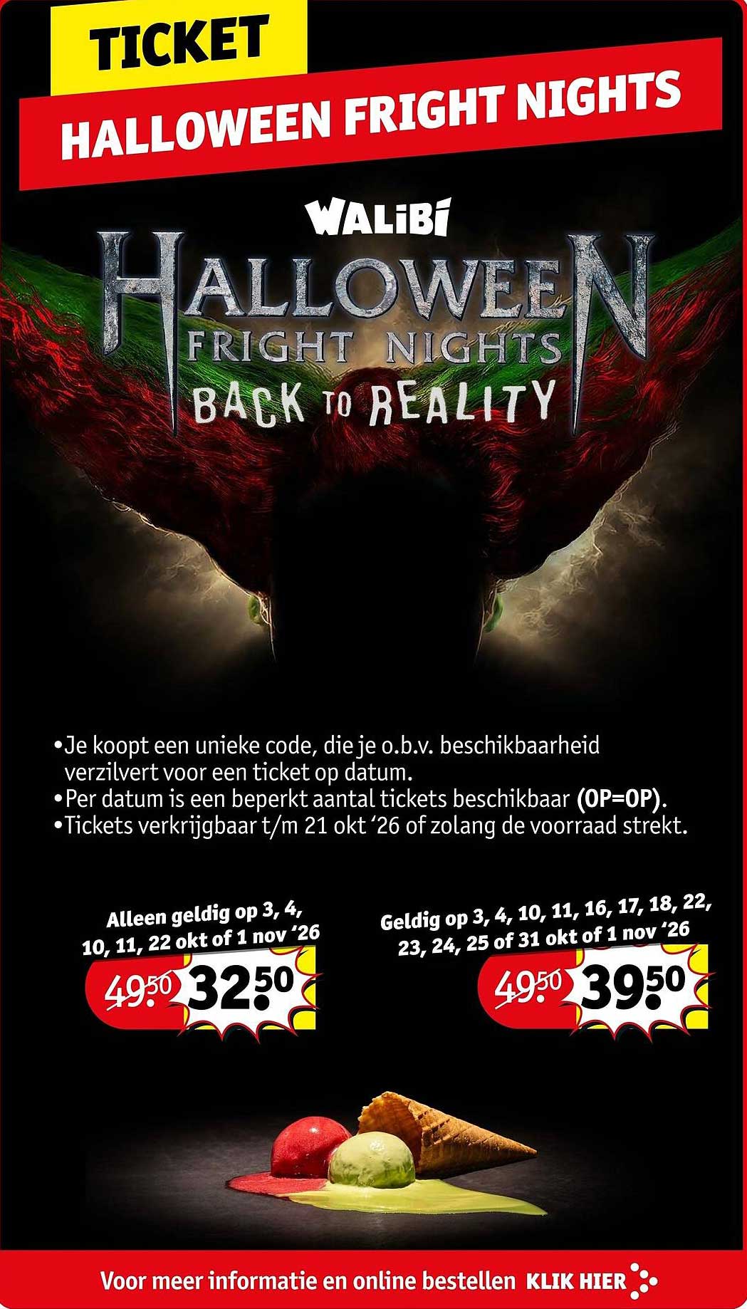 TICKET HALLOWEEN FRIGHT NIGHTS WALIBI HALLOWEEN FRIGHT NIGHTS BACK TO REALITY