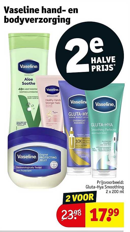 Vaseline hand- en bodyverzorging 2e halve prijs