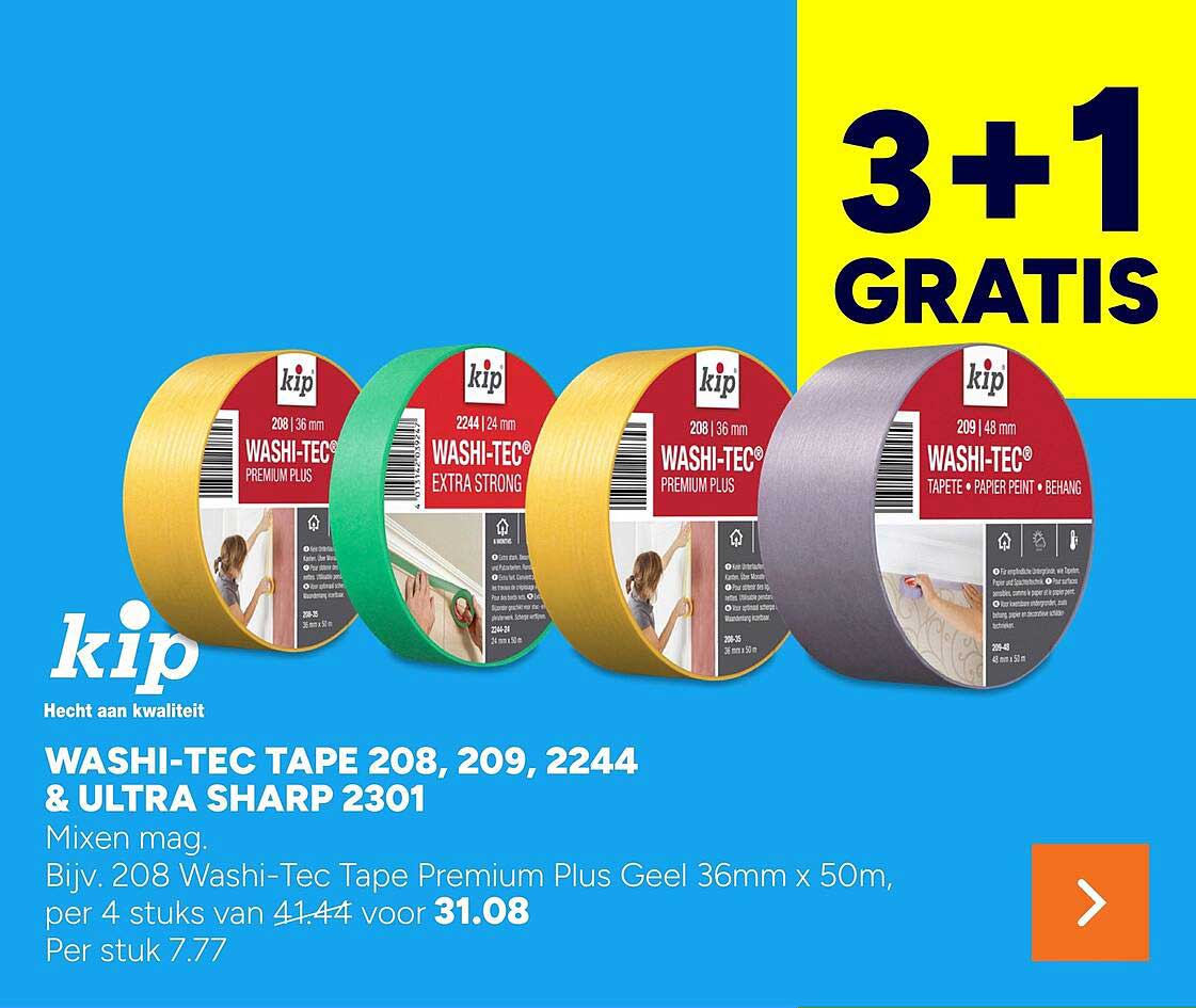 WASHI-TEC TAPE 208, 209, 2244 & ULTRA SHARP 2301 3+1 GRATIS