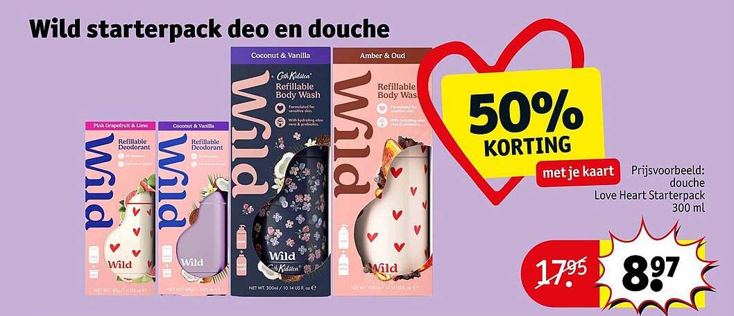 Wild starterpack deo en douche - 50% Korting met je kaart