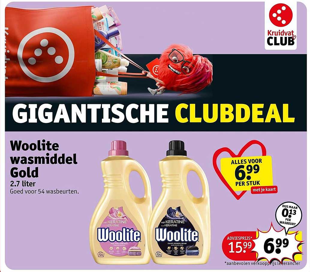 Woolite wasmiddel Gold 2.7 liter Goed voor 54 wasbeurten.