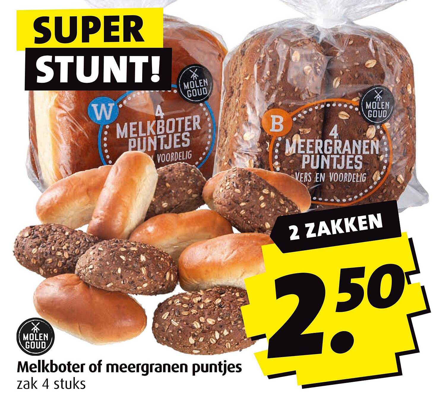 2 ZAKKEN MELKBOTER OF MEERGRANEN PUNTJES ZAK 4 STUKS