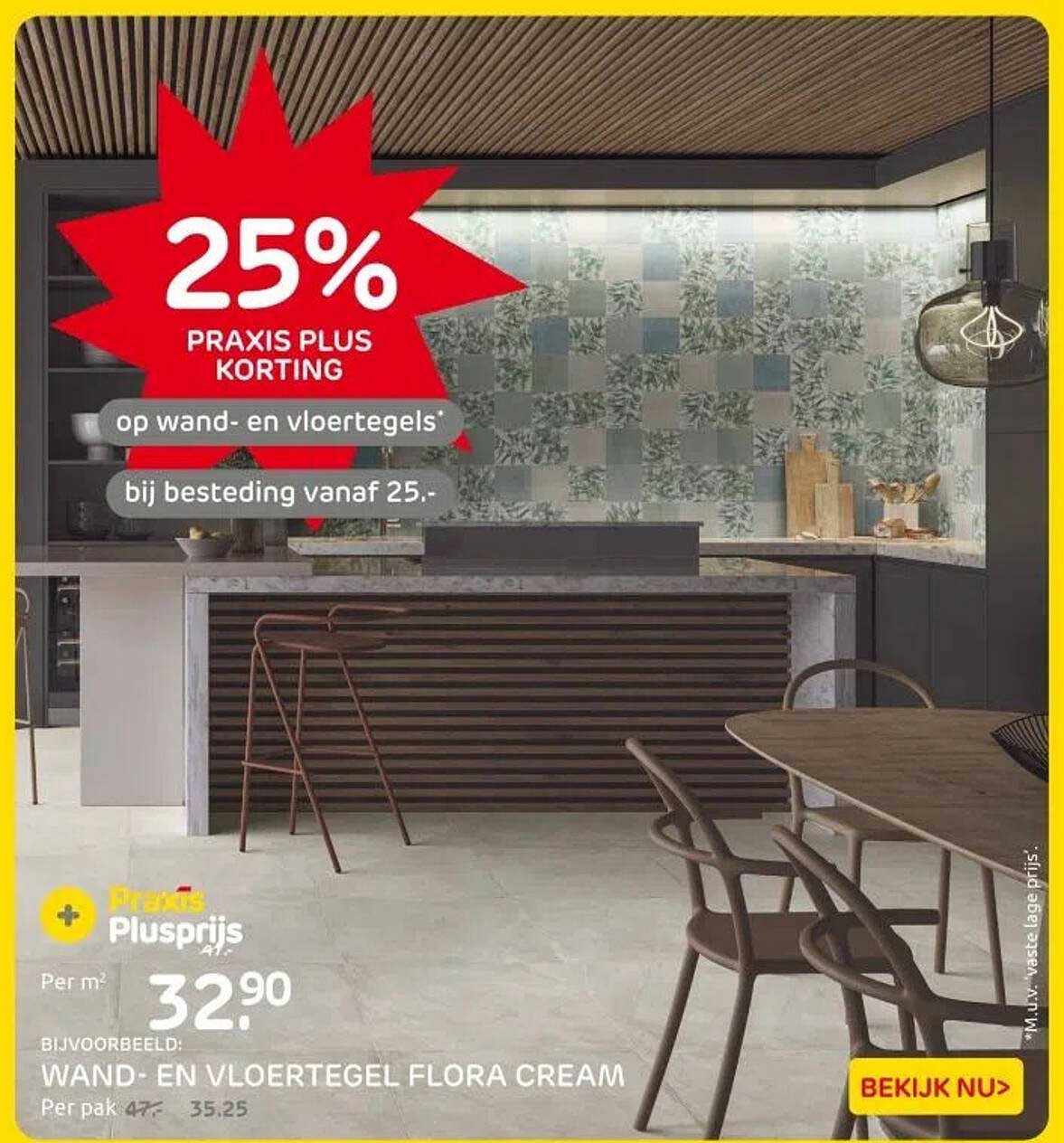 25% PRAxis Plus korting op wand- en vloertegels bij besteding vanaf 25.
