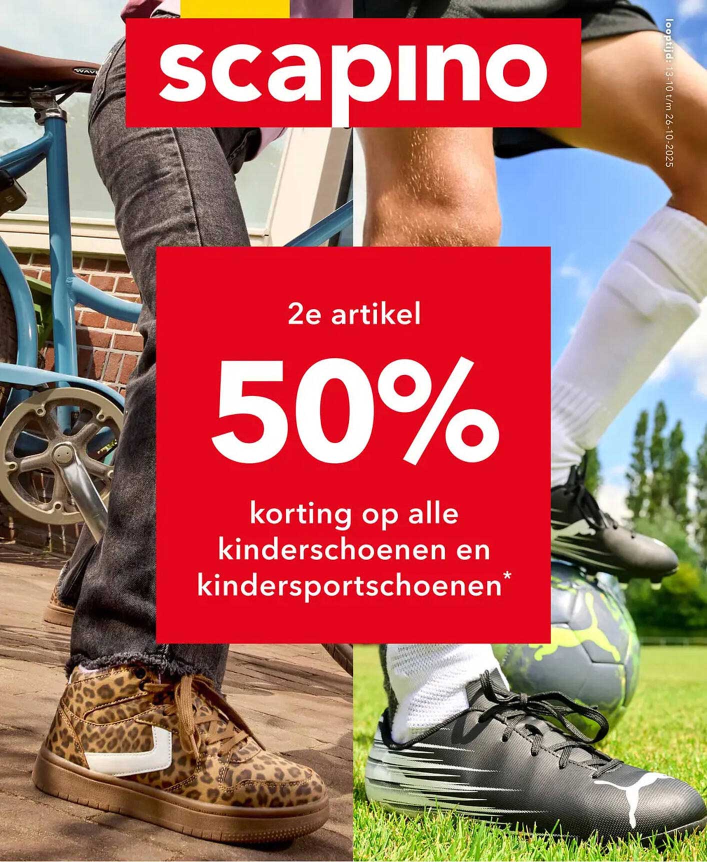2e artikel 50% korting op alle kinderscholen en kindersportschoenen*