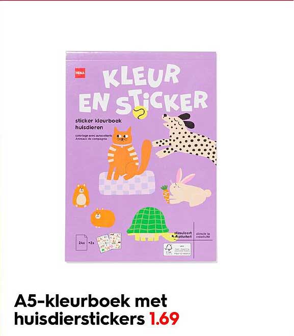A5-kleurboek met huisdiestickers